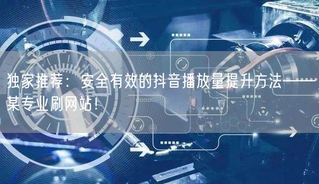 独家推荐:安全有效的抖音播放量提升方法——某专业刷网站!
