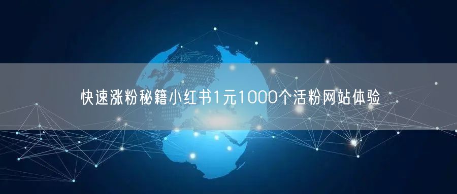 快速涨粉秘籍小红书1元1000个活粉网站体验