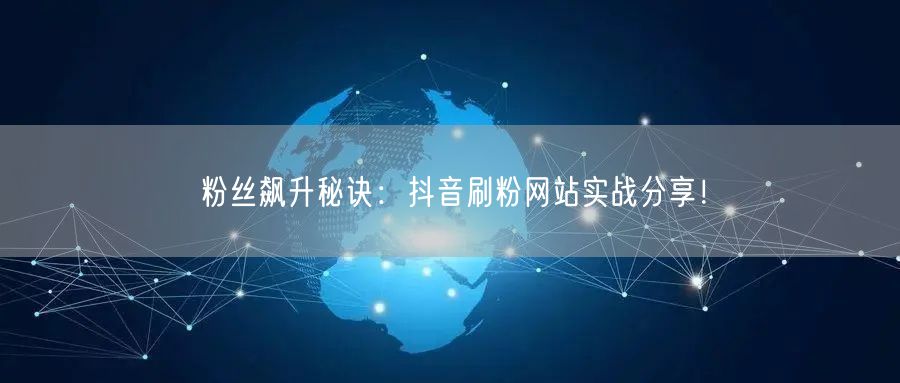 粉丝飙升秘诀:抖音刷粉网站实战分享!