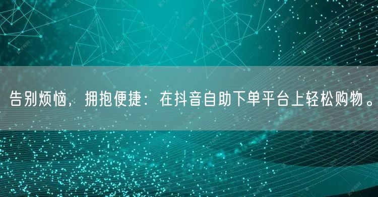 告别烦恼，拥抱便捷：在抖音自助下单平台上轻松购物。