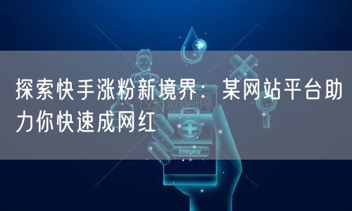 探索快手涨粉新境界:某网站平台助力你快速成网红