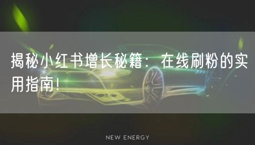 揭秘小红书增长秘籍:在线刷粉的实用指南!